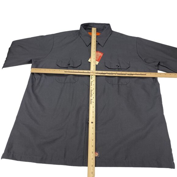 Red Kap Rip Stop Work Shirt Men's 2XL Gray Chest Pocket Durable Button Down - Picture 3 of 15